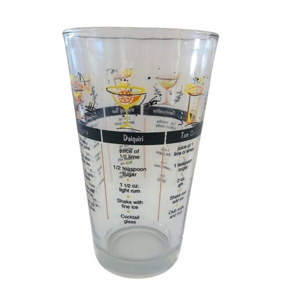Libbey Cocktail Recipe Mixing Glass Measurements Recipes Daiquiri Margarita VTG - Picture 2 of 4